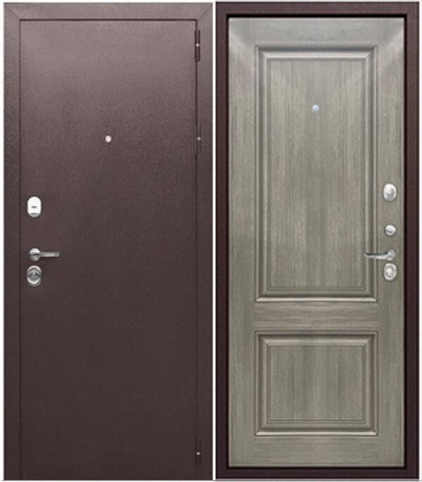 Дверь входная металлическая 9см Тайга Серый клен